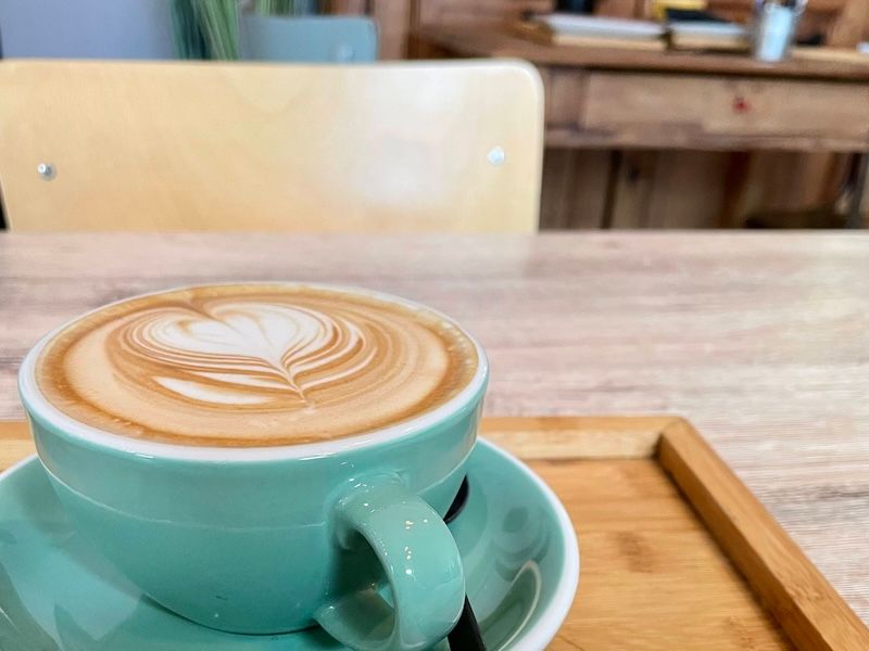 A soy cappuccino at BGood Cafe