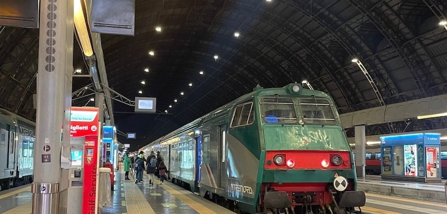 A train at Milano Centrale station.