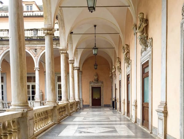 A hallway in a university in Genova, Italy.